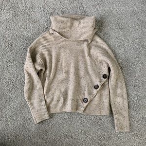 Cream Turtleneck with Decorative Buttons
